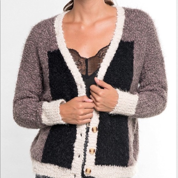 Fuzzy Love Colorblock Cardigan by Love Stitch - Picture 7 of 16